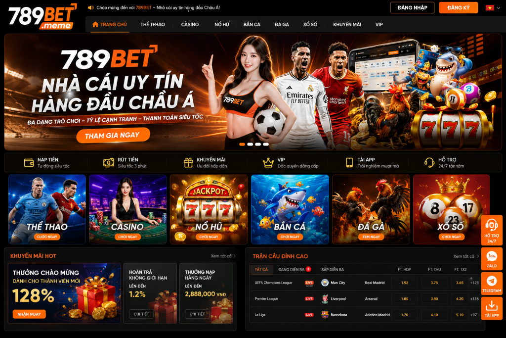 Giao diện trang chủ 789BET